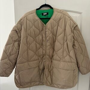 DKNY boxy puffer coat in Canel Tan color M